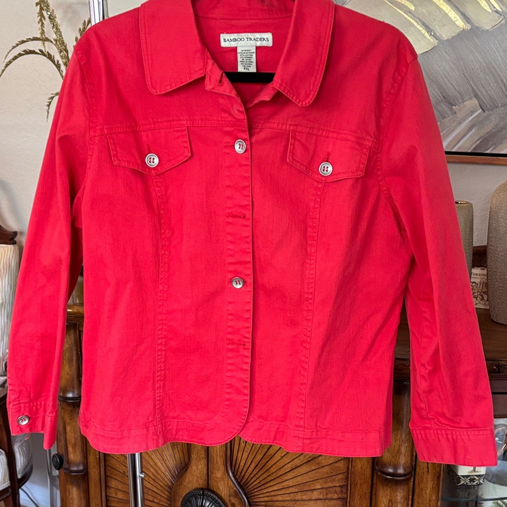 Bamboo Traders Women's Vibrant Red Jean Jacket